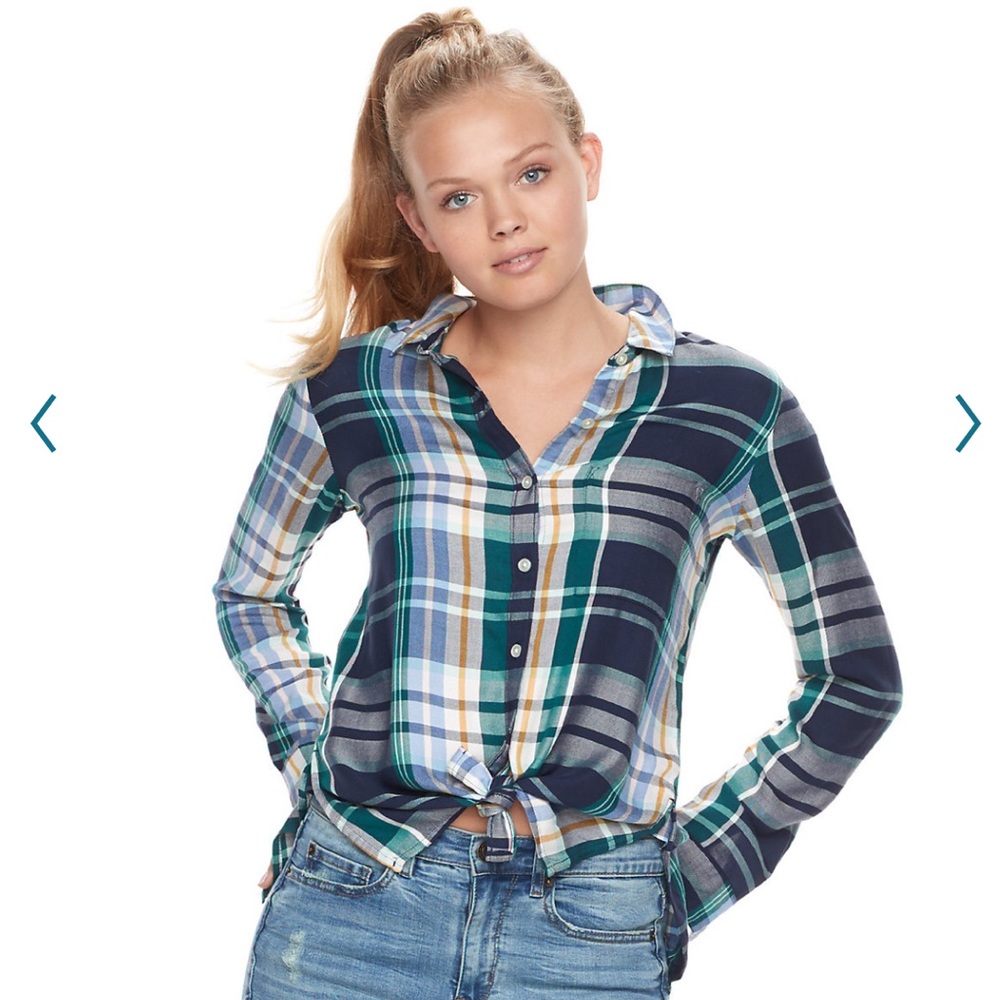 EUC SO denim button down shirt